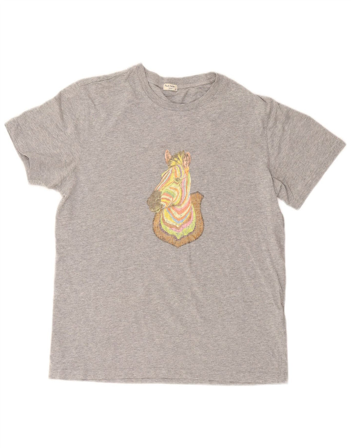 PAUL SMITH Herre grafisk T-shirt top lille grå dyreprint bomuld