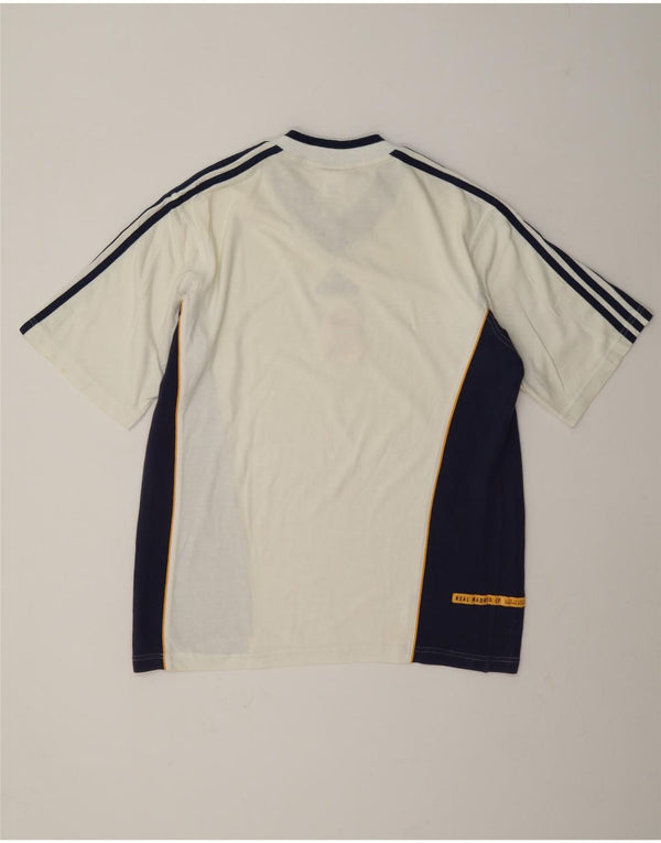 Adidas Herre Real Madrid T-Shirt Top UK 40/42 Medium Off White Colourblock