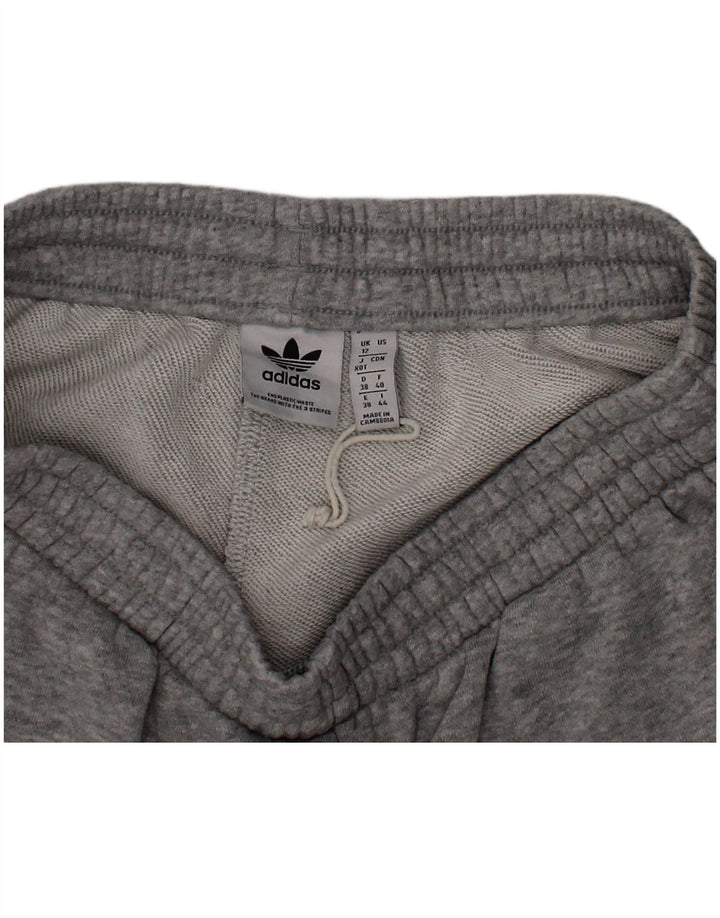 ADIDAS Womens Sport Shorts UK 12 Medium Grey Flecked Cotton