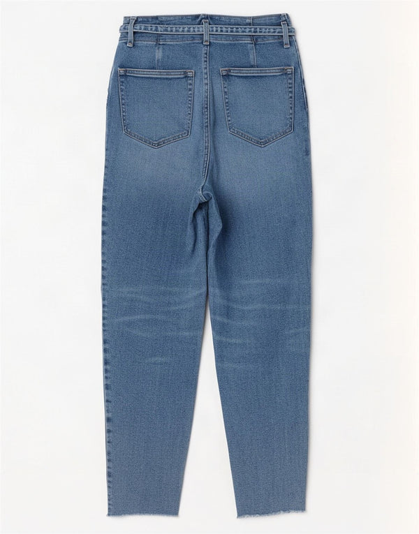 Hollister kvinders højtaljede koniske jeans US 7 Medium W28 L27 blå bomuld