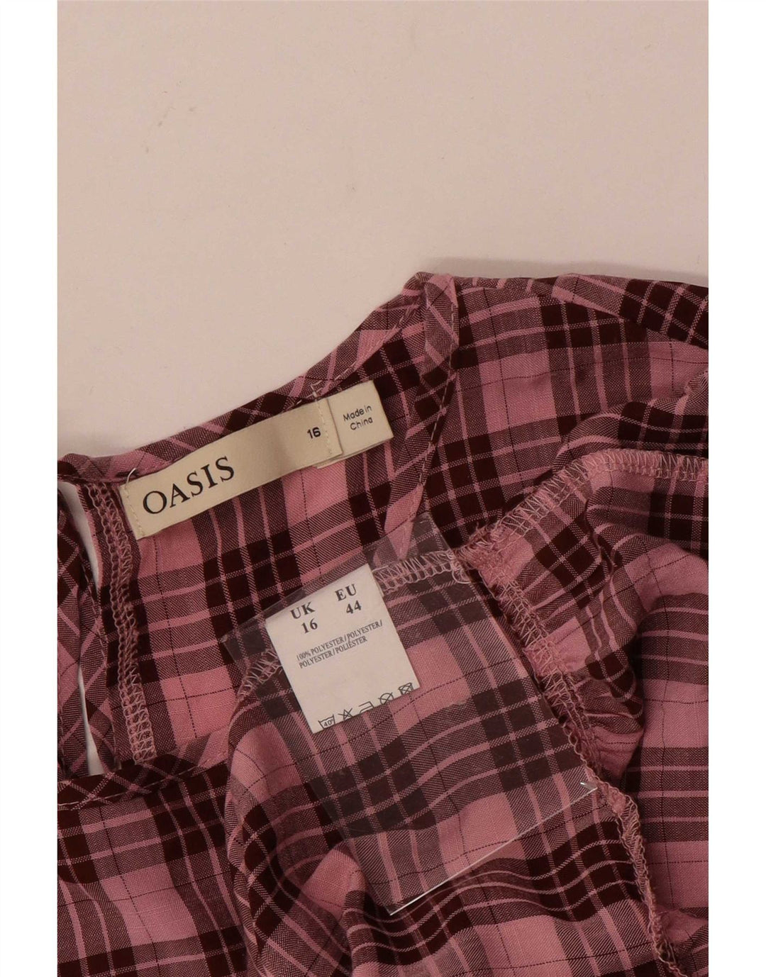 Oasis Dame Langærmet Tiered Kjole UK 16 Large Pink Ternet Polyester
