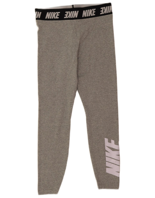 Nike Dame Grafiske Leggings UK 14 Large Grå Bomuld
