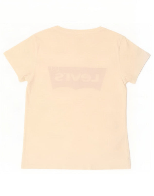 Levi's Womens Graphic T-Shirt Top UK 14 Medium Off White Cotton