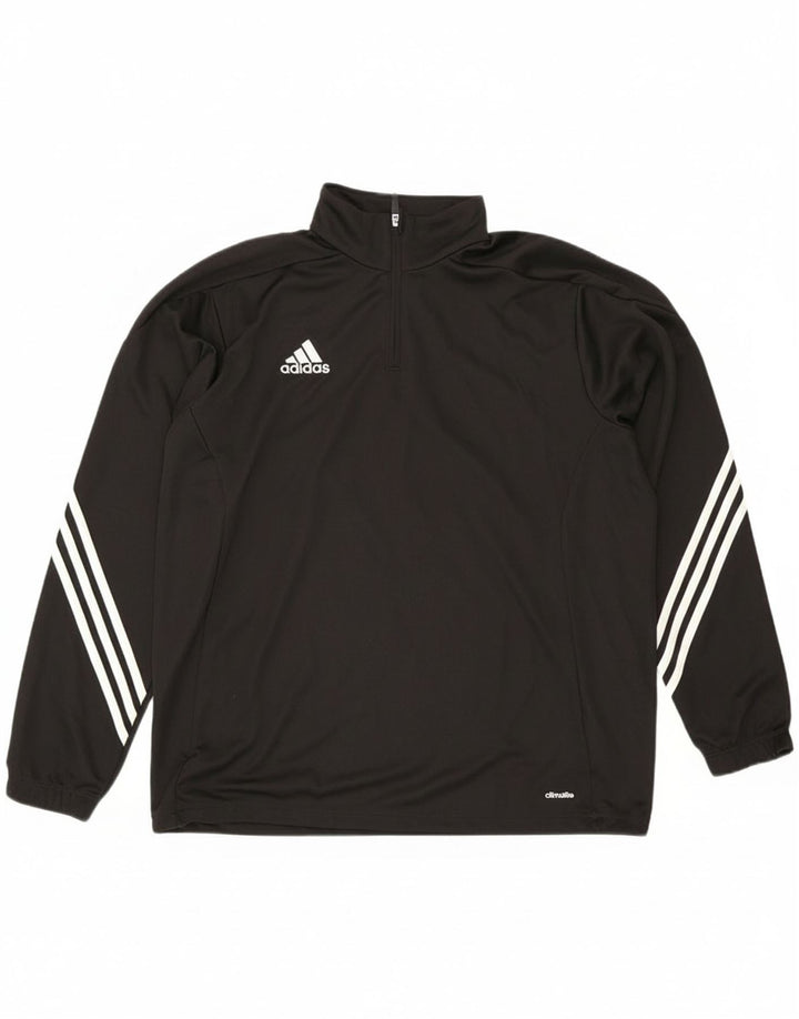 Adidas Herre Climalite Pullover med lynlås-hals Træningsdragt Top XL Sort Polyester