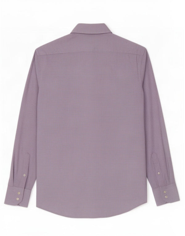 Hugo Boss Herre Regular Fit Skjorte Størrelse 38 15 Medium Lilla Geometrisk Bomuld