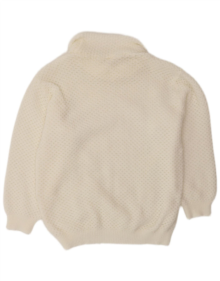 VINTAGE Dame oversized rullehals sweater UK 14 Medium White
