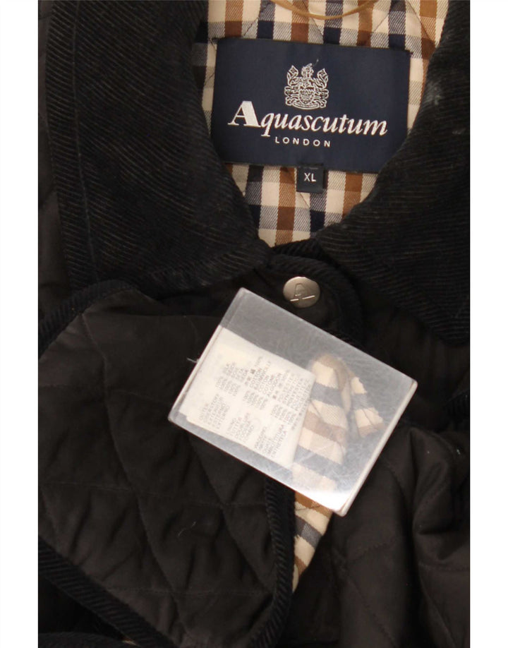Aquascutum kviltet jakke til kvinder UK 18 XL sort silke