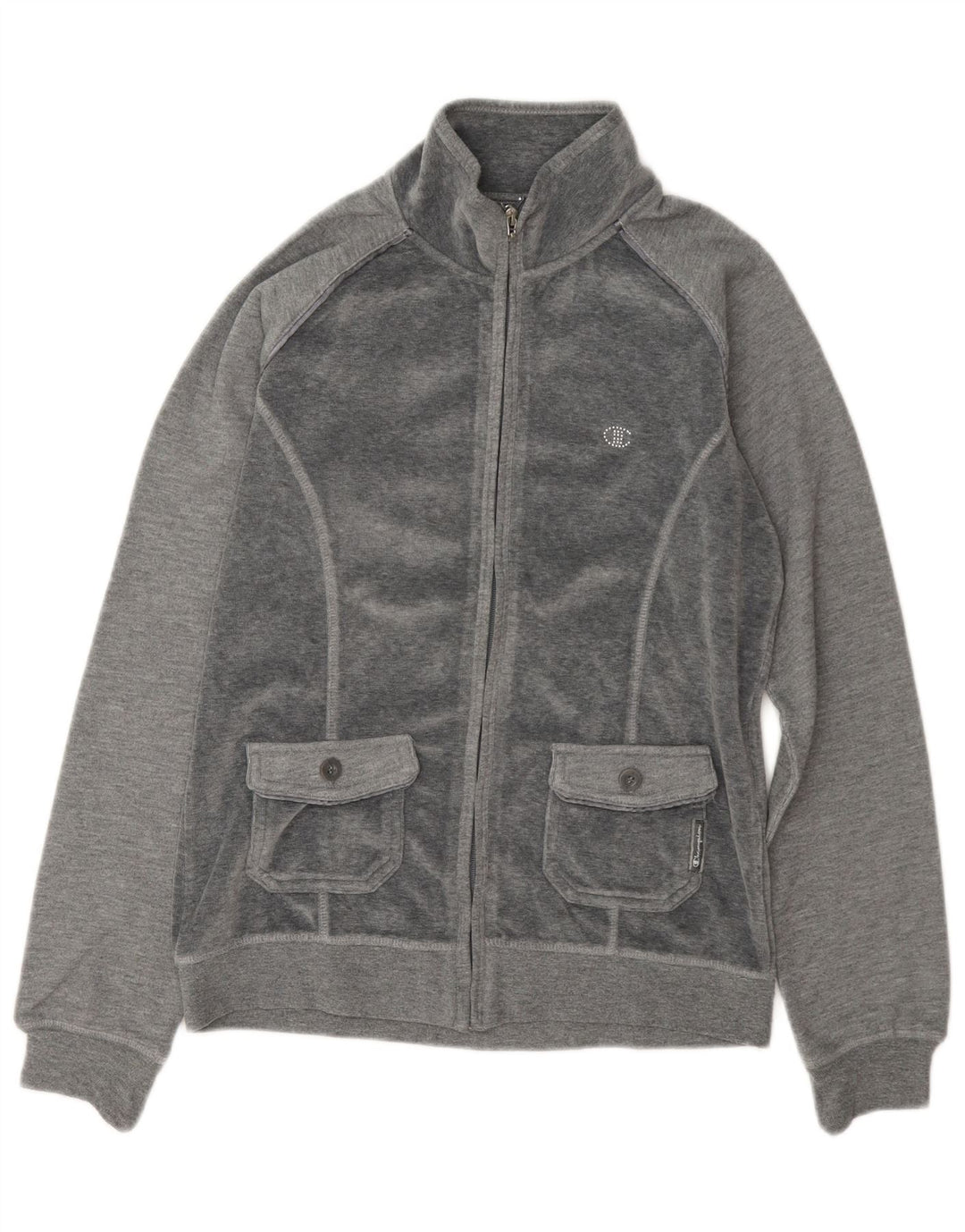 Champion Womens Heritage Fit Velour træningsdragt Topjakke UK 14 Medium Grey