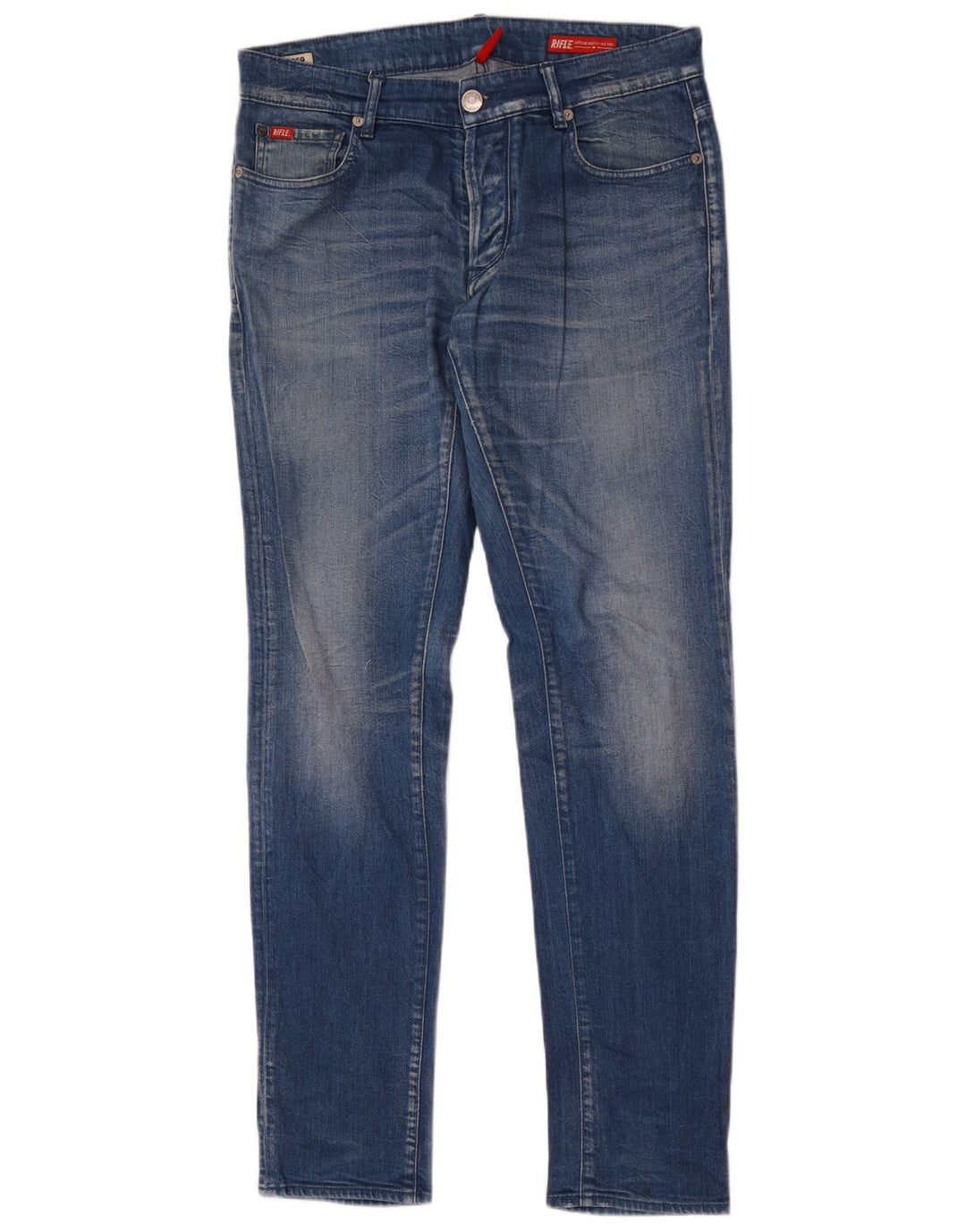Rifle Herre Distressed Slim Jeans W32 L34 Blå Bomuld