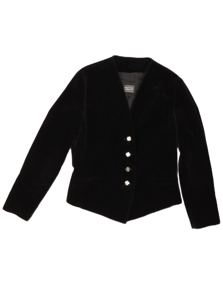 Benetton Dame 4 Button Velvet Blazer Jacket IT 44 Medium Sort