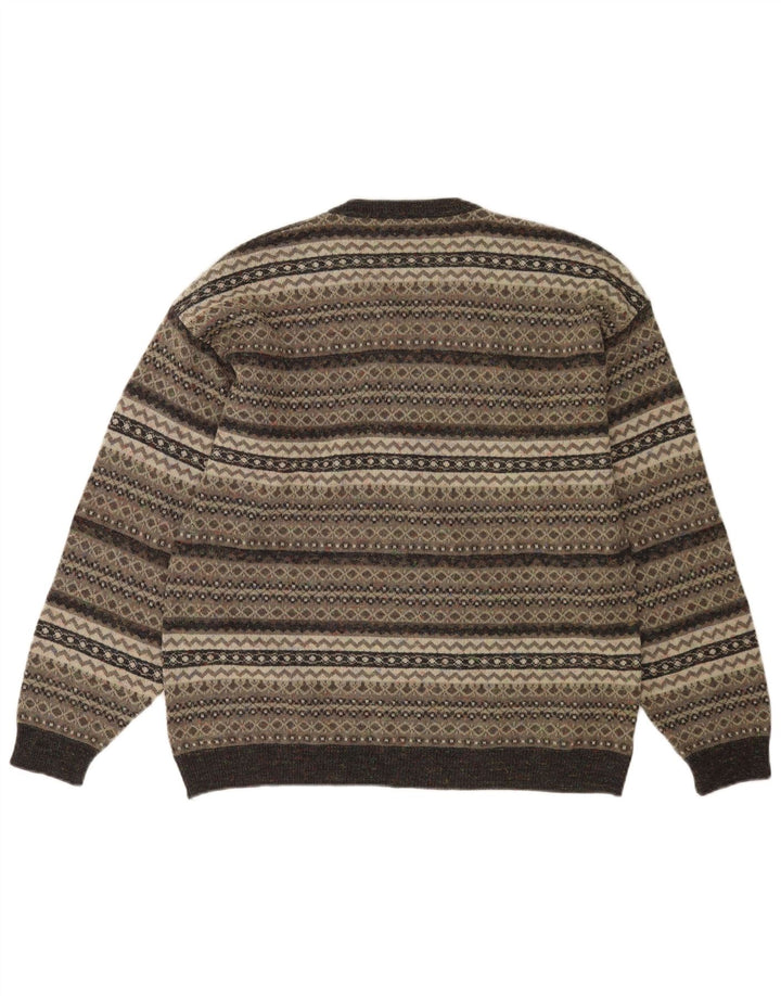 Enzo Goti Herre V-hals sweater Medium Grey Fair Isle Polyacryl