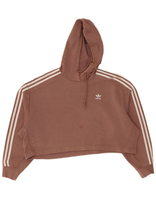 Adidas Womens Crop Oversized Hoodie Jumper UK 14 Medium Brown Bomuld