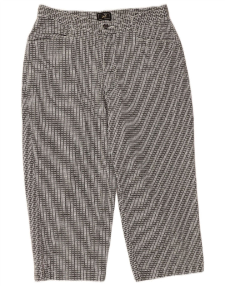 LEE Højtaljede Capribukser til kvinder US 12 Large W30 L19 Grå ternet bomuld