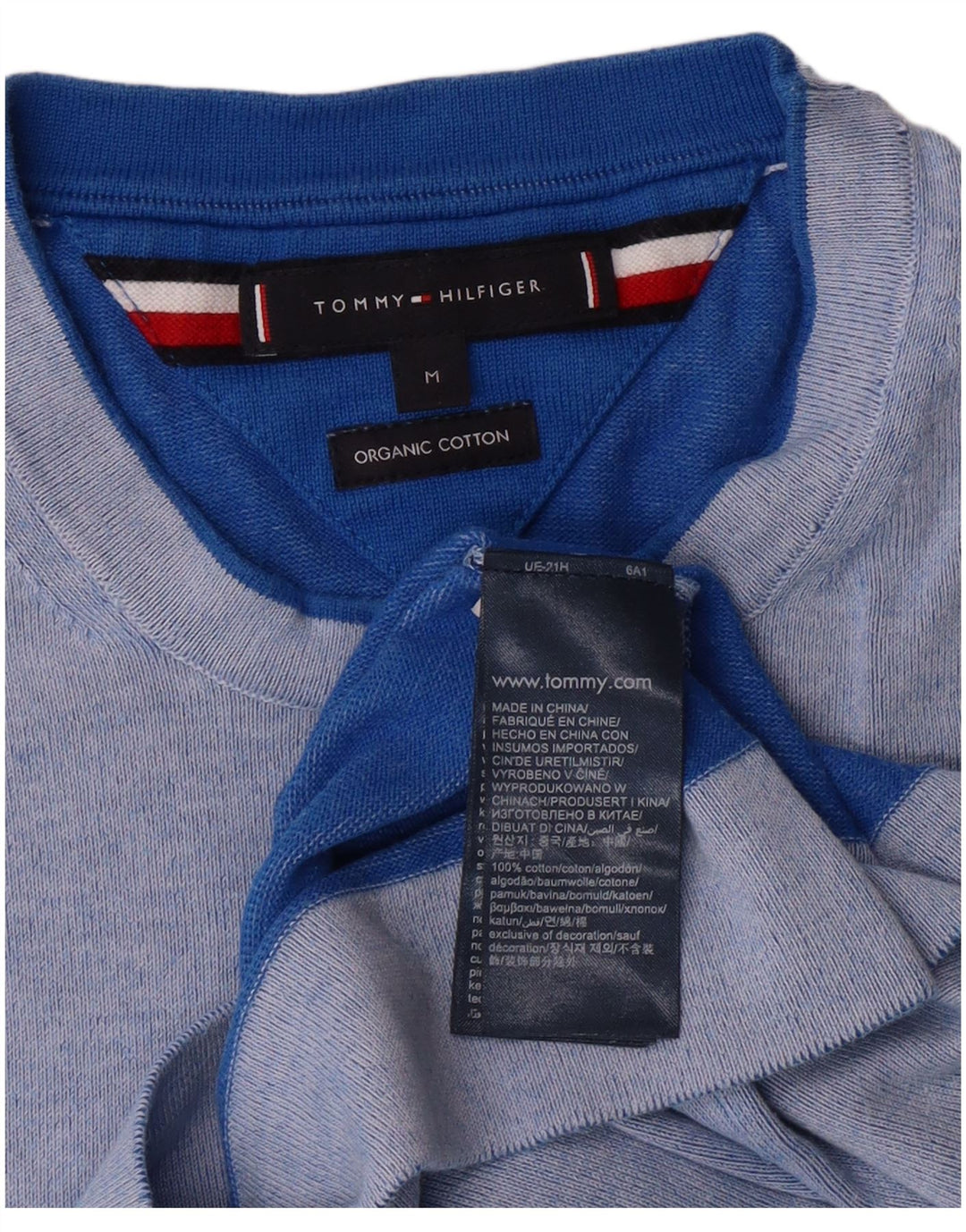 TOMMY HILFIGER sweater med rund hals til mænd mellemblå bomuld