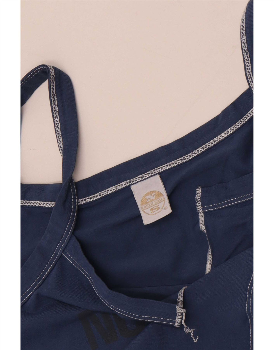 North Sails Dame Grafisk Cami Top UK 14 Large Navy Blue Cotton