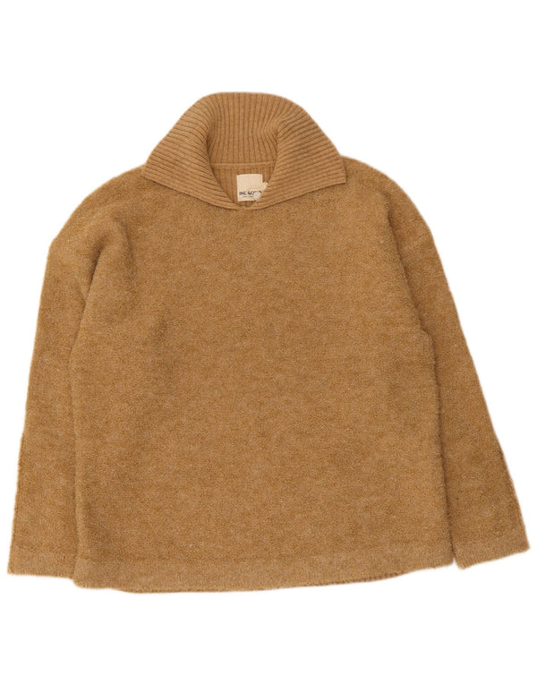 Indi & Cold Dame Polo Neck Jumper Sweater UK 14 Medium Beige Uld