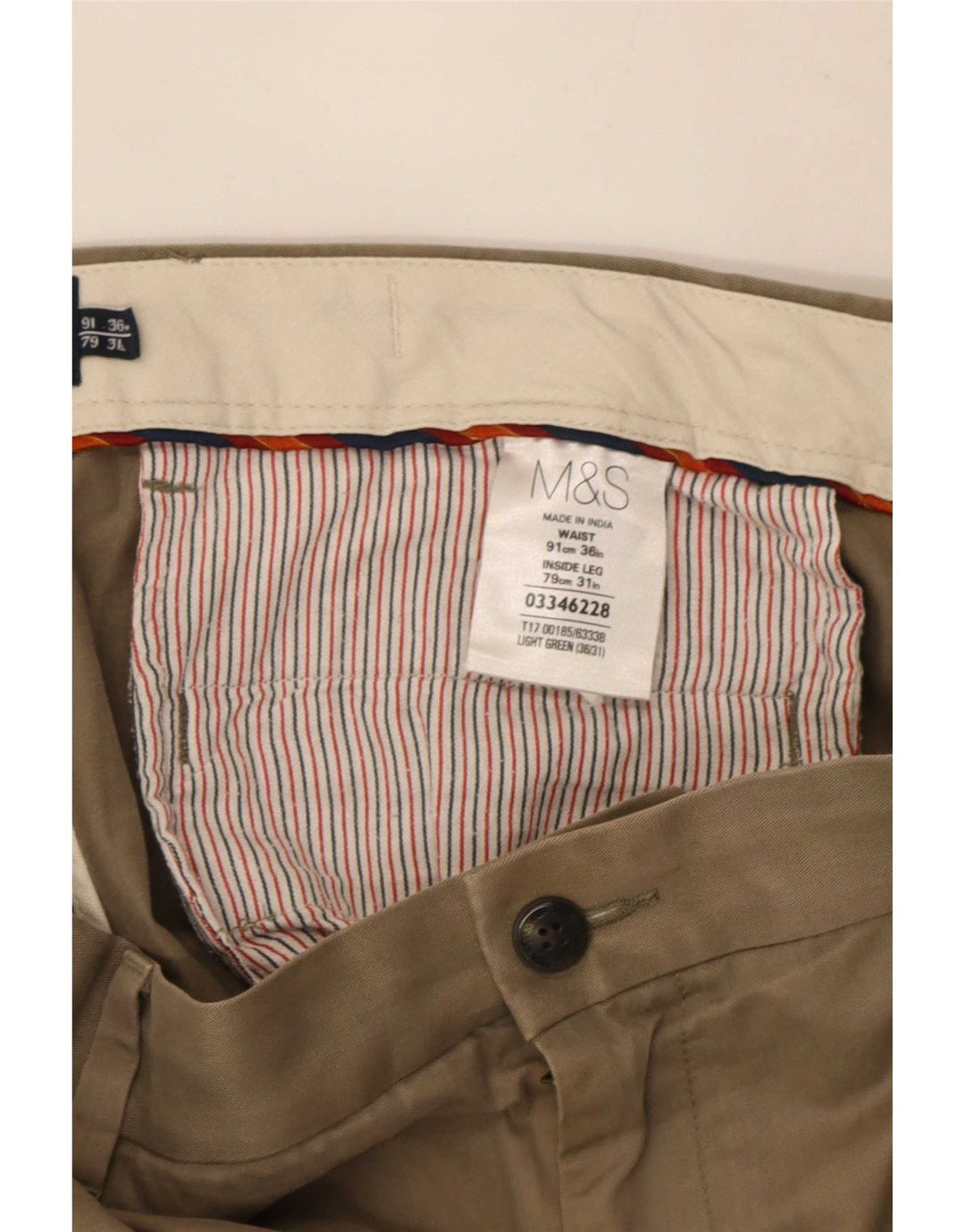 Marks & Spencer Herre Blue Harbor Pegged Chino Bukser W36 L31 Khaki