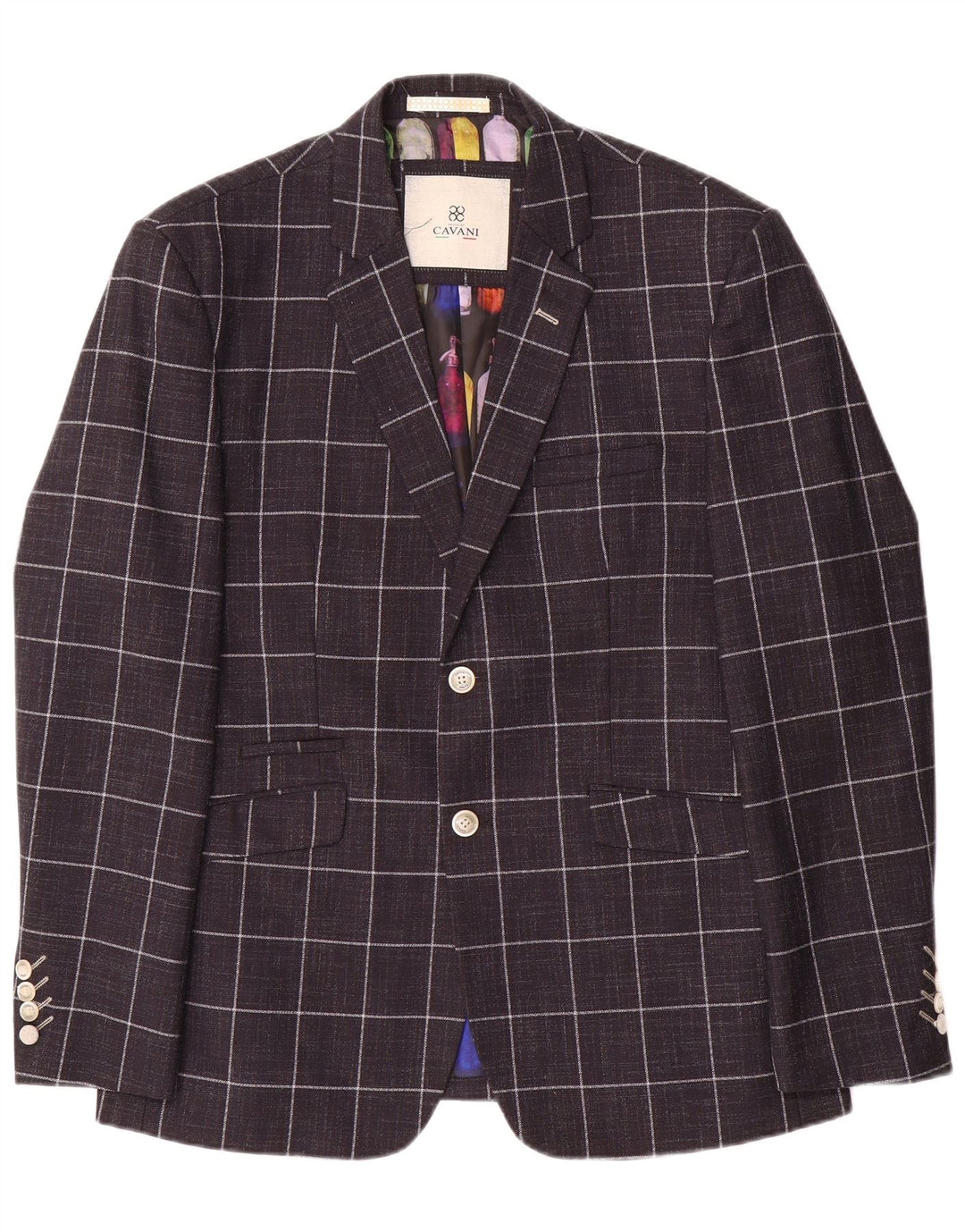 Cavani Herre 2-knaps blazerjakke UK 42 XL marineblå ternet polyester