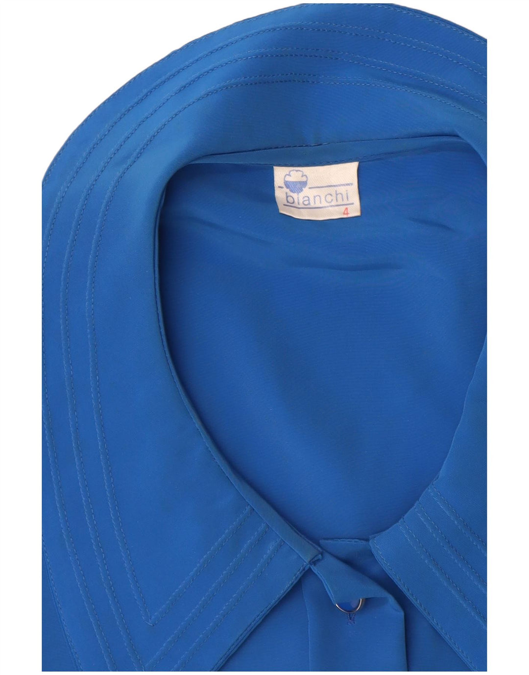 Vintage dameskjorte bluse UK 14 Stor blå polyester