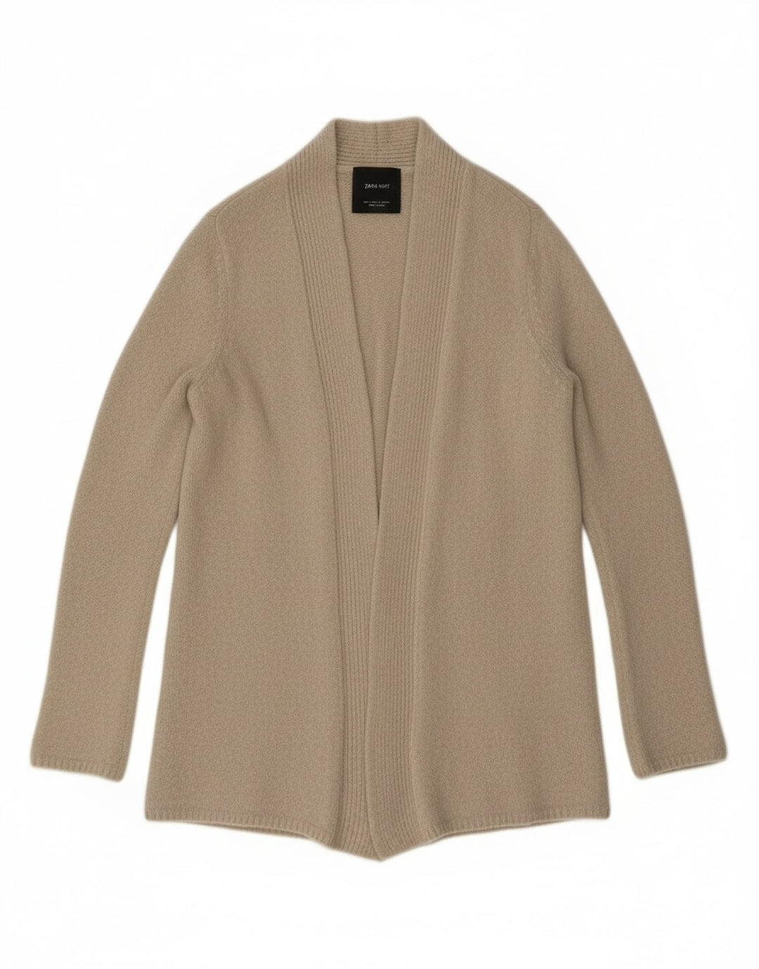 Zara Womens Open Cardigan Sweater UK 10 Small Beige