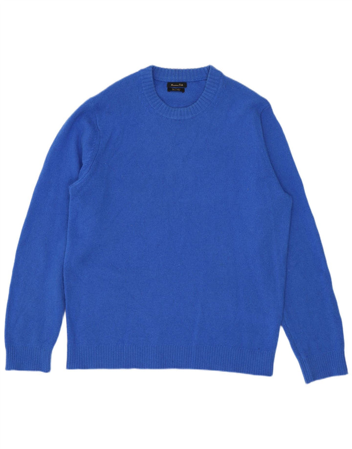 Massimo Dutti Herre Crew Neck Jumper Sweater Large Blue Wool