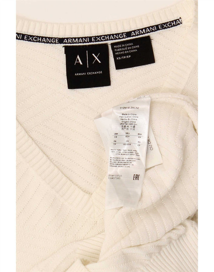 Armani Exchange Herre V-hals sweater XS Hvid Bomuld