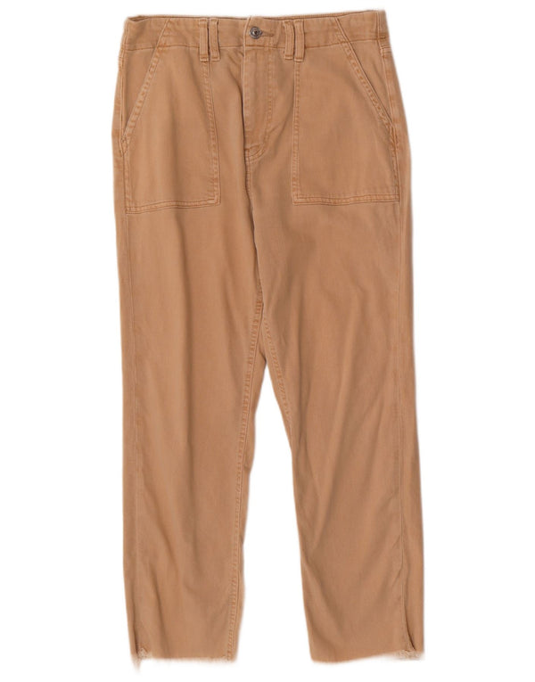 Marks & Spencer Dame Straight Cropped Trousers UK 12 Medium W30 L25 Beige
