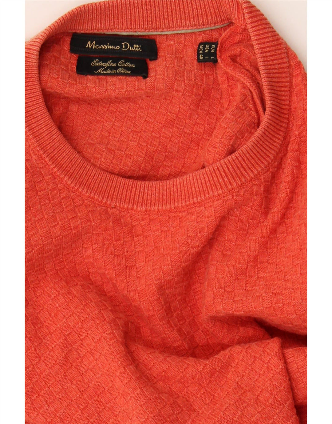 MASSIMO DUTTI Womens Crew Neck Jumper Sweater UK 16 Large Orange Cotton Vintage Massimo Dutti and Second-Hand Massimo Dutti from Messina Hembry 