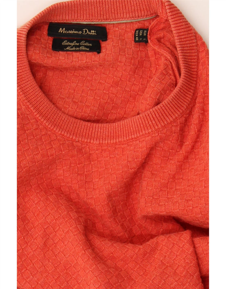MASSIMO DUTTI Womens Crew Neck Jumper Sweater UK 16 Large Orange Cotton Vintage Massimo Dutti and Second-Hand Massimo Dutti from Messina Hembry 