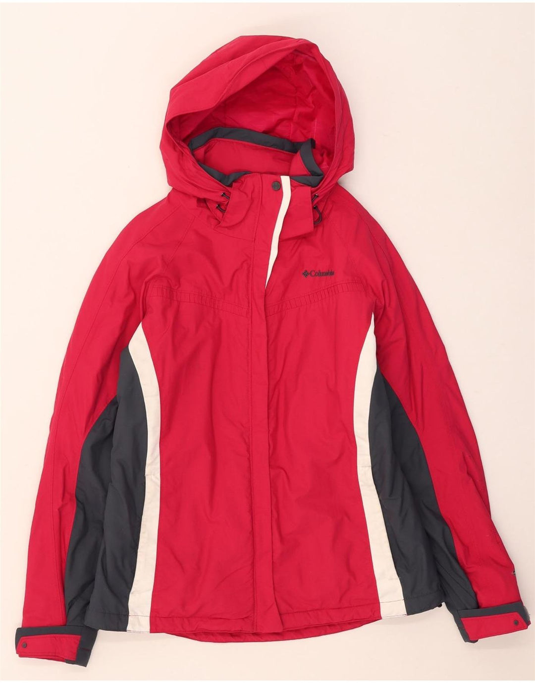 Columbia Womens Omni-Tech Skijakke med hætte UK 12 Medium Red Colourblock