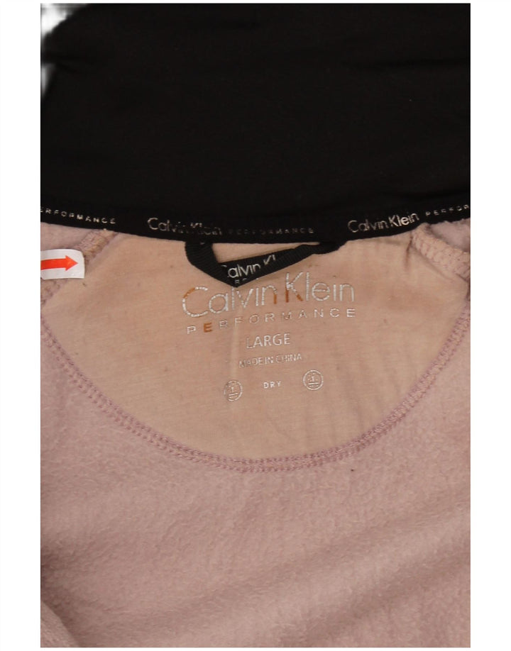 CALVIN KLEIN Grafisk fleecejakke til kvinder UK 16 Large Pink Polyester