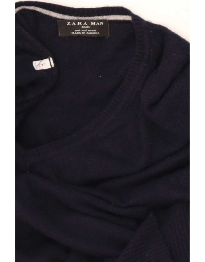 Zara Herre V-hals sweater Stor Marineblå