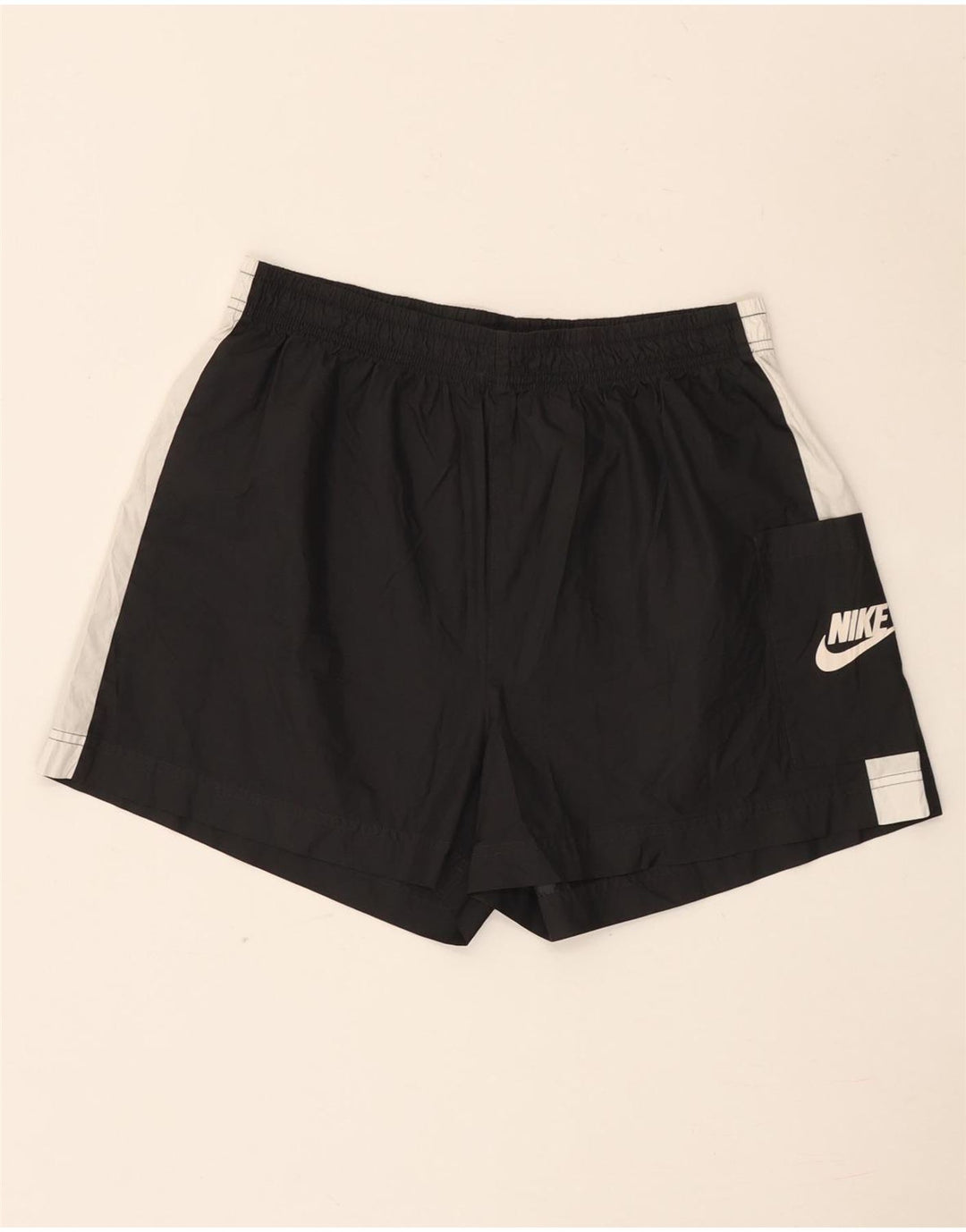 Nike Graphic Sports Shorts til kvinder UK 16 Large Black Colourblock Polyester