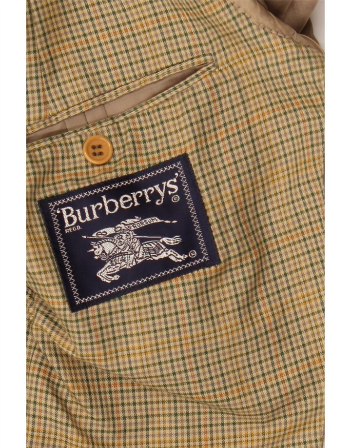 Burberrys Herre 2-knaps blazerjakke IT 52 Stor beige ternet bomuld
