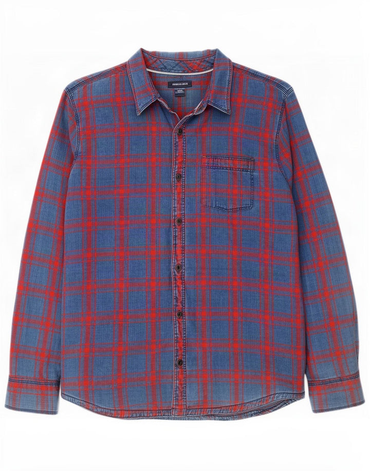 Fat Face herre indigo skjorte 2XL blå ternet bomuld