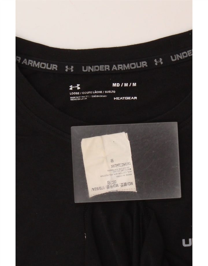 Under Armour Herre Heat Gear T-Shirt Top Medium Sort Bomuld