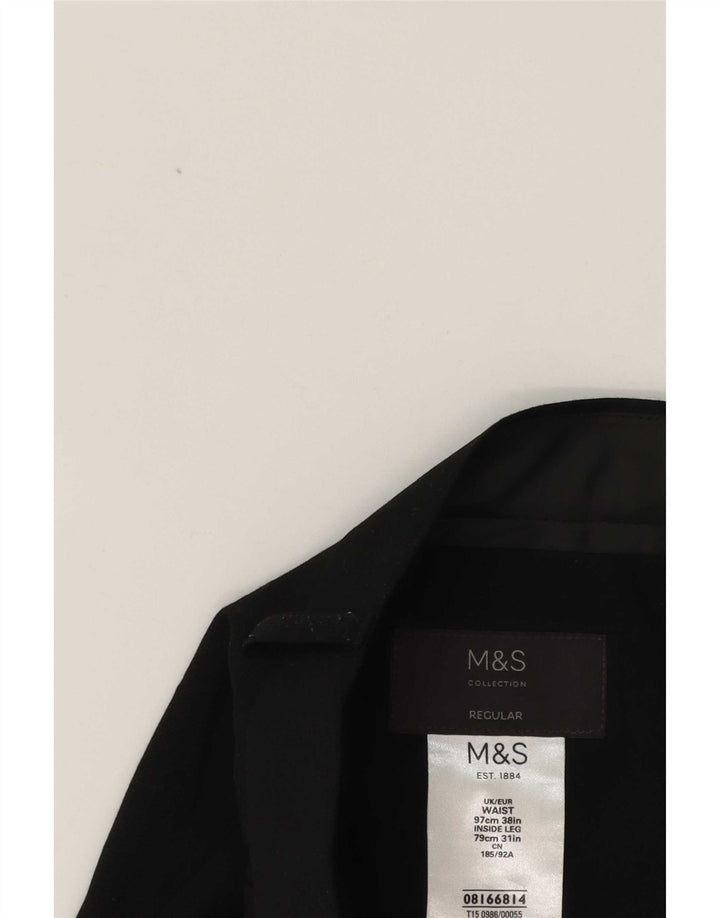 Marks & Spencer Herre tilspidsede jakkesætsbukser W38 L31 Sort Polyester Classic