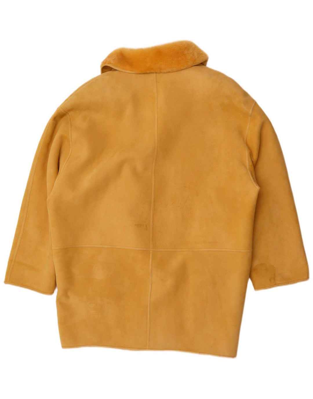 Vintage Dame Dobbeltradet Oversized Shearling Coat IT 44 Medium Gul