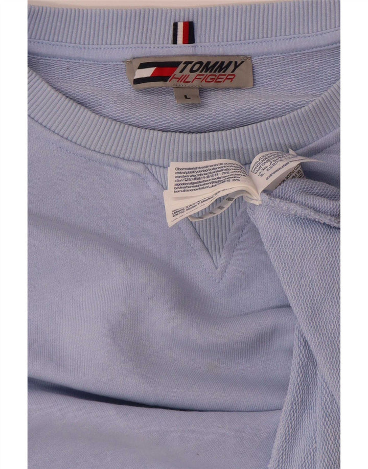 Tommy Hilfiger Dame Sweatshirt Jumper UK 16 Stor Blå Bomuld