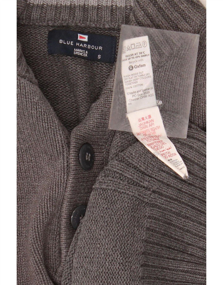 Marks & Spencer Herre Blue Harbor Button Neck sweater lille grå