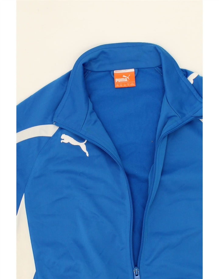 PUMA Boys Tracksuit Top Jacket 13-14 Years XL Blue Colourblock Polyester Vintage Puma and Second-Hand Puma from Messina Hembry 