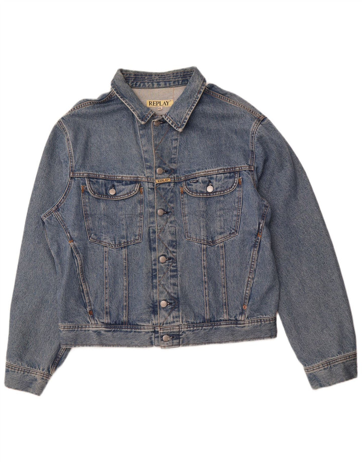 REPLAY Herre Denim Jacket UK 44 2XL Blue Cotton
