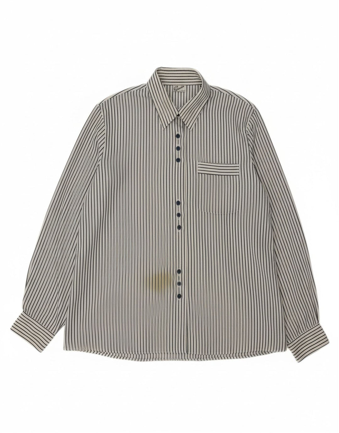 PRIMAVERA FIRENZE Womens Shirt UK 14 Large White Pinstripe Polyester