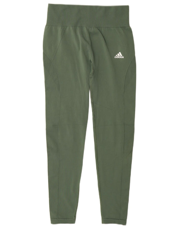 Adidas Womens Leggings UK 8/10 Small Green Polyester