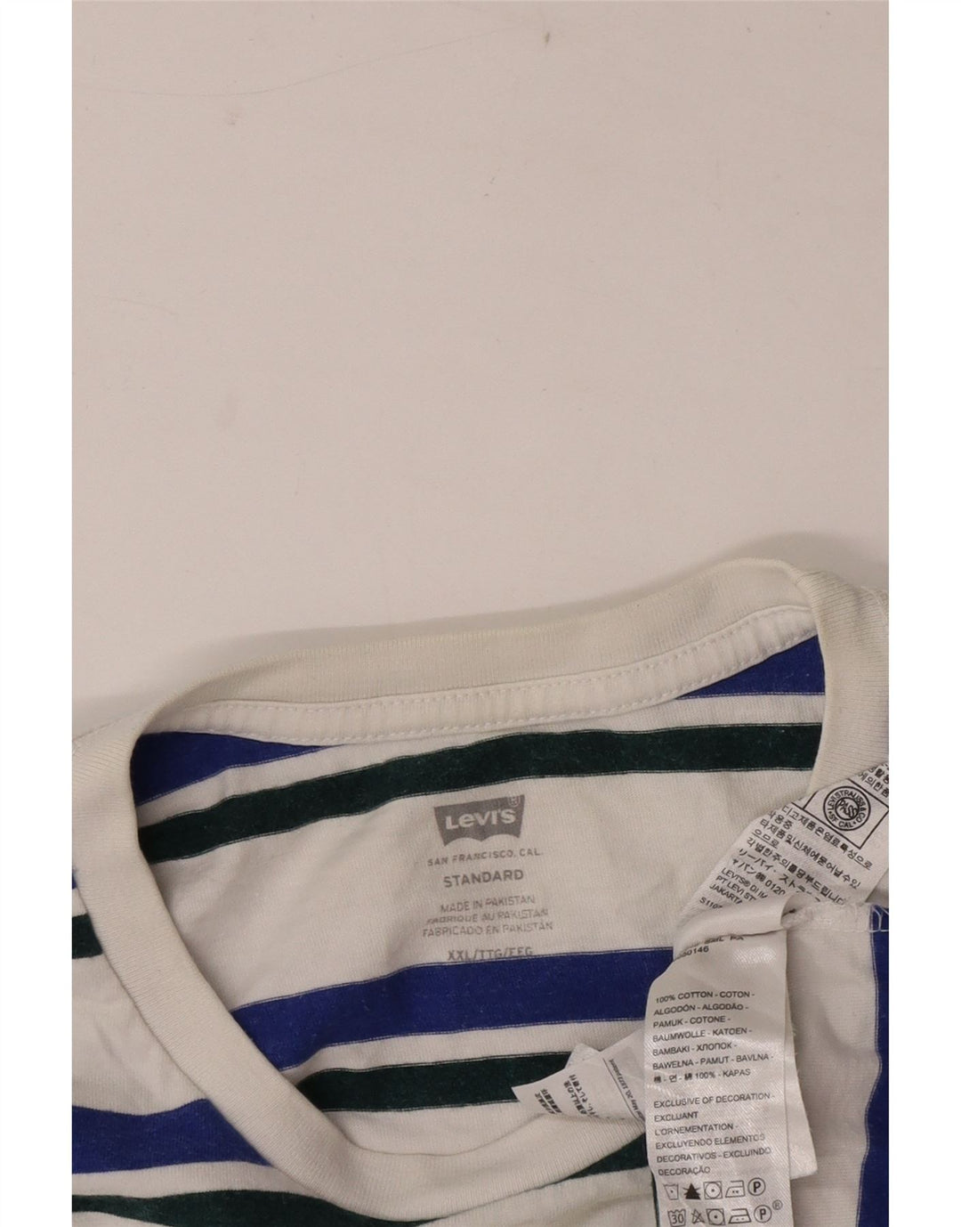 Levi's Herre Standard T-Shirt Top 2XL Hvidstribet bomuld
