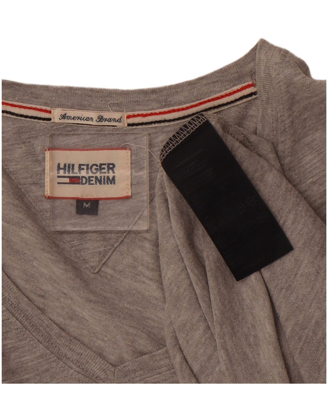 TOMMY HILFIGER T-shirt til mænd, mellemgrå, flækket bomuld