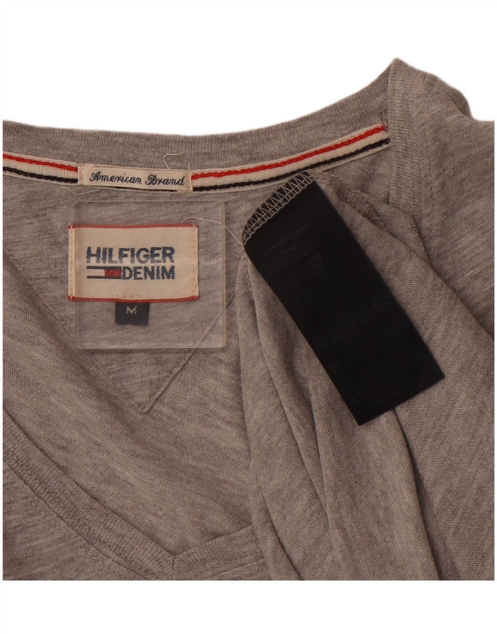 TOMMY HILFIGER T-shirt til mænd, mellemgrå, flækket bomuld