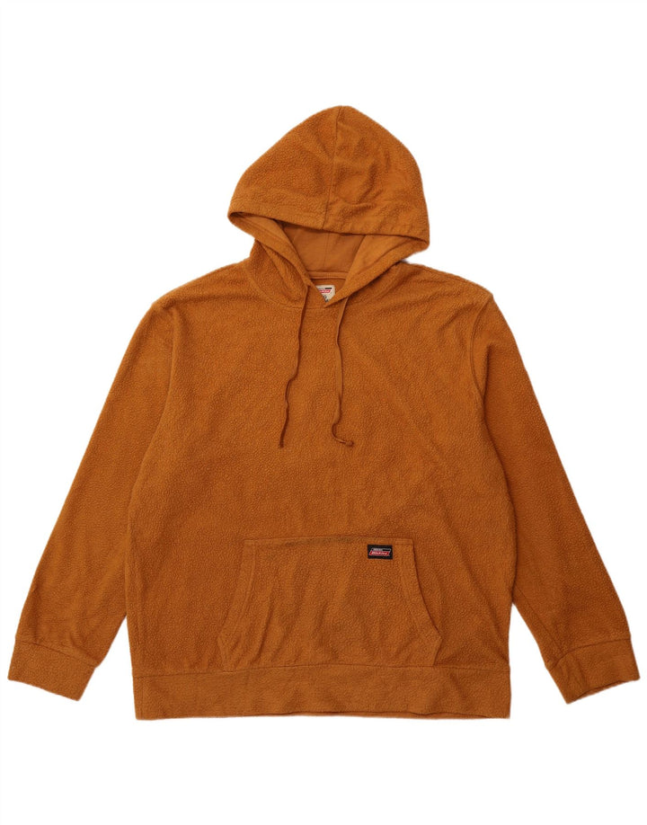 DICKIES Mens Hooded Fleece Jumper Large Brown Polyester