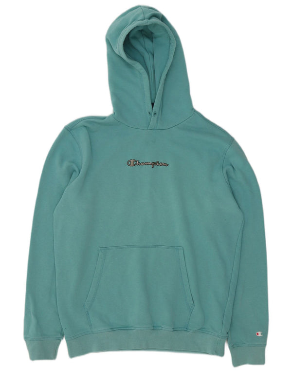 CHAMPION Mens Hoodie Jumper Large Blue Cotton