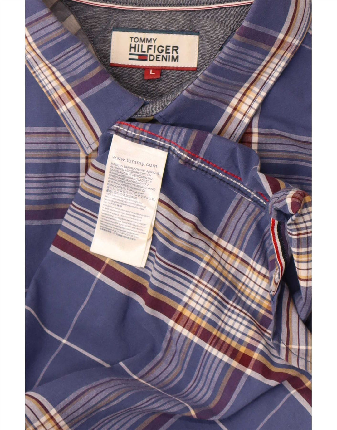 Tommy Hilfiger Herre Regular Fit skjorte Stor blå ternet bomuld